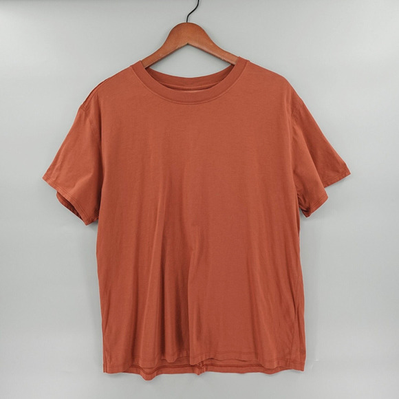 Lululemon Crew Neck Basic Tee Mens Large Orange Shirt Comfort Commute - Picture 1 of 11